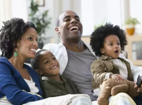 Happy Black Family in House