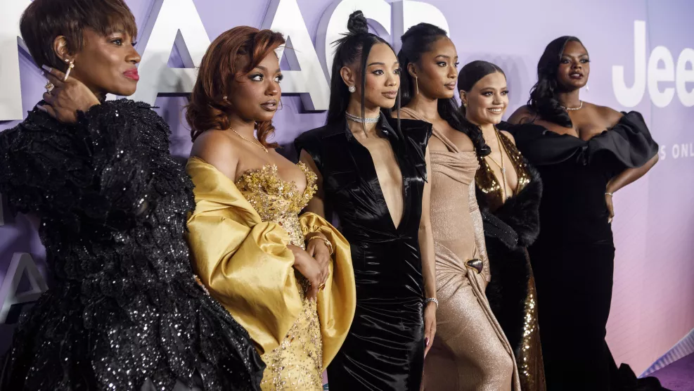 Actresses Milauna Jackson, Moriah Brown, Kylie Jefferson, Pepi Sonuga, Sarah Jeffery, and Shanice Shantay on the red carpet during the 56th NAACP Image Awards a