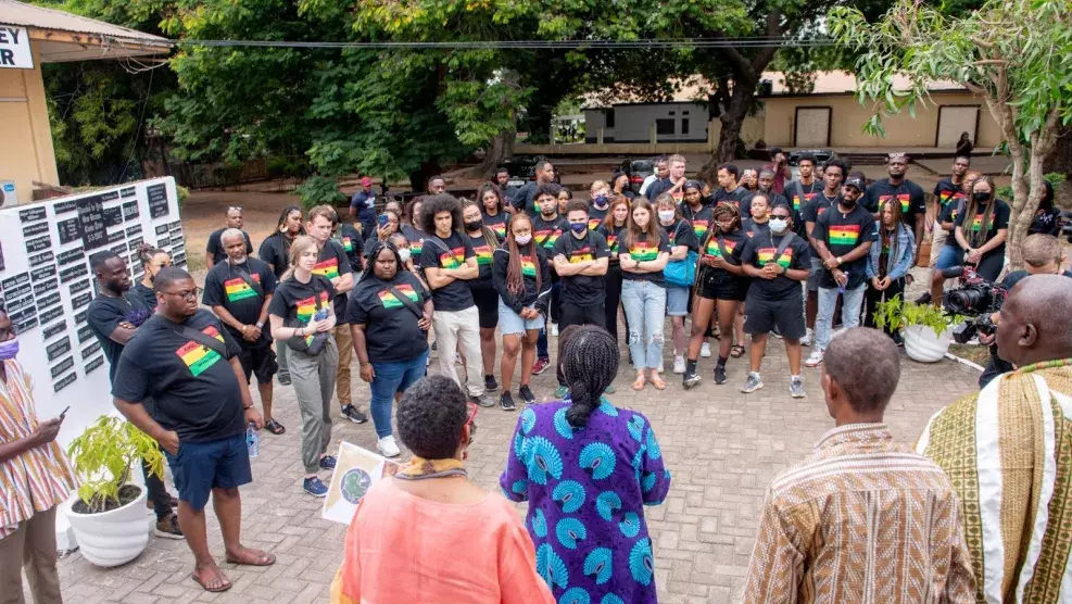 Fellows listen at the W.E.B. Du Bois Centre about the historic legacy of Dubois and his impact on connecting North America to the African diaspora. 