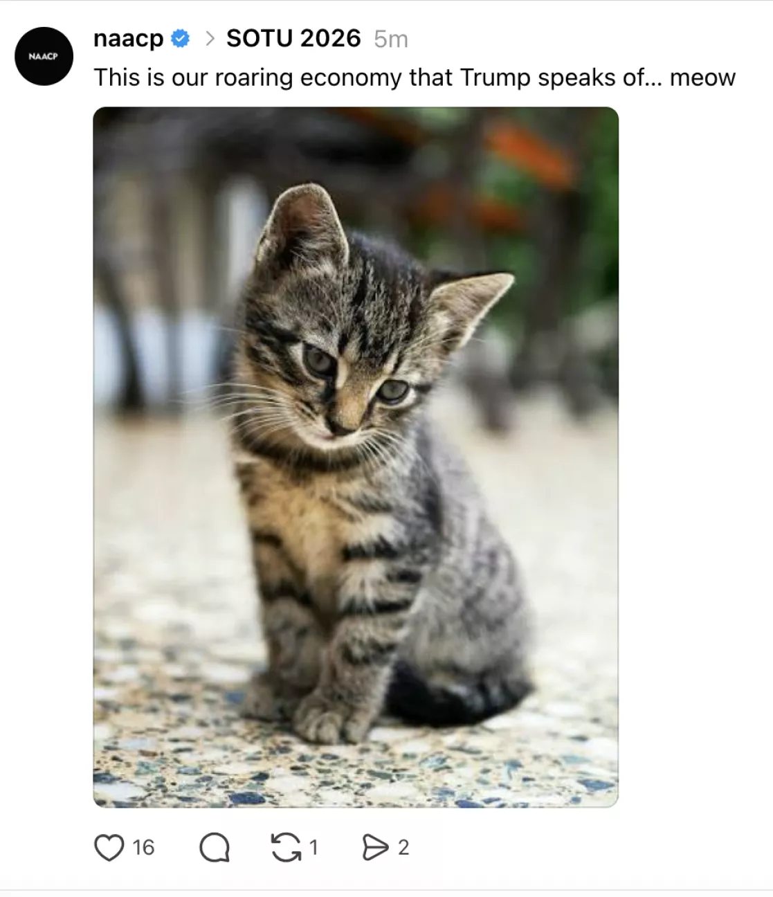 NAACP Threads post on SOTU