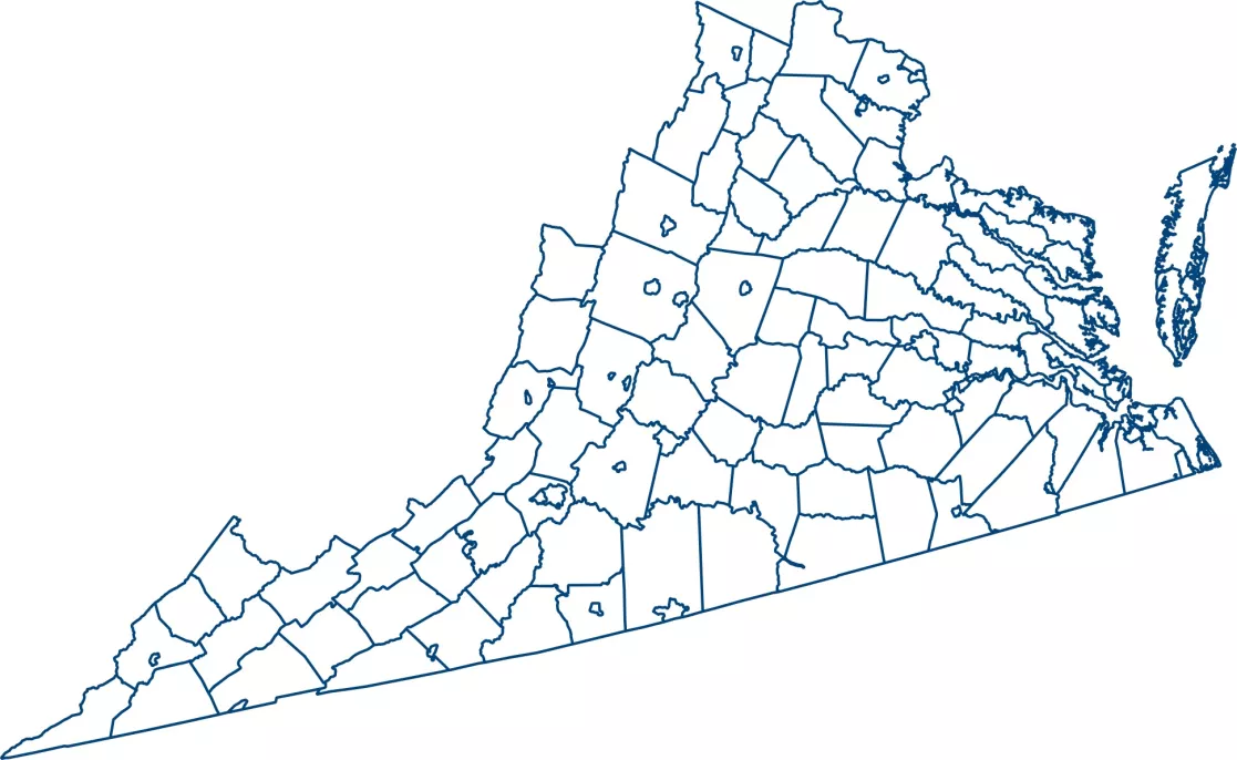 Virginia County Voting Map