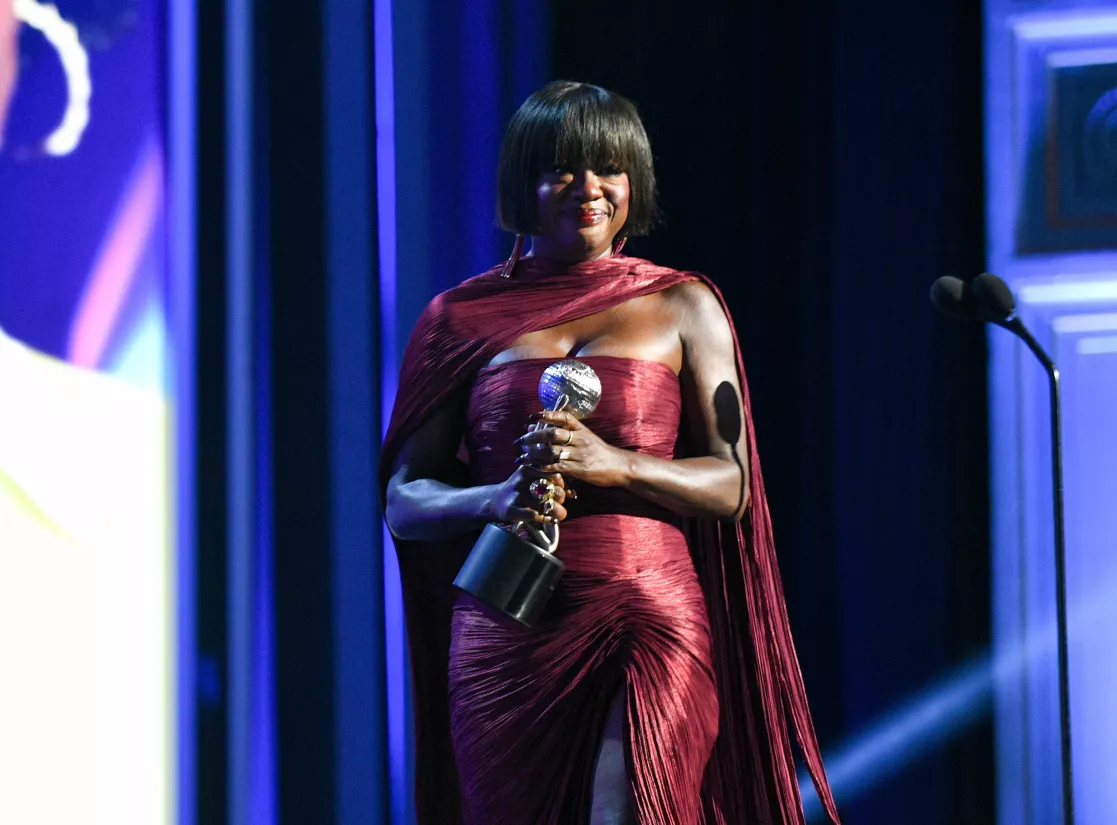 Actress Viola Davis holds her Image Award during the 57th NAACP Image Awards.