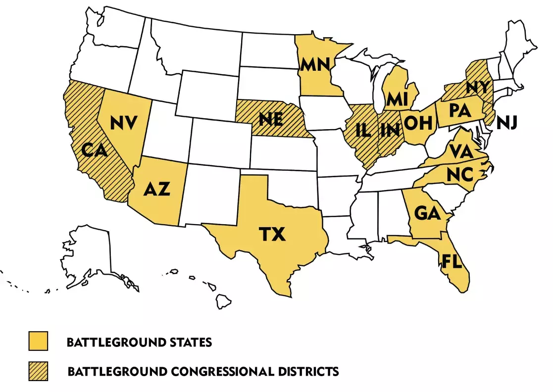 updated battleground states and congressional districts - NAACP 2024
