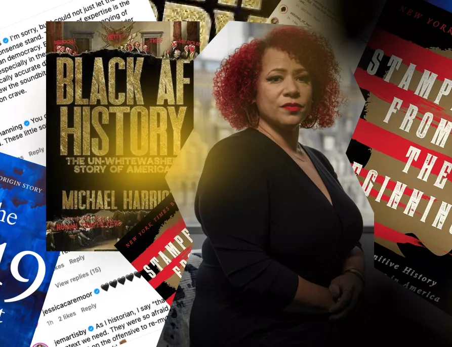 Nikole Hannah Jones headshot and book covers
