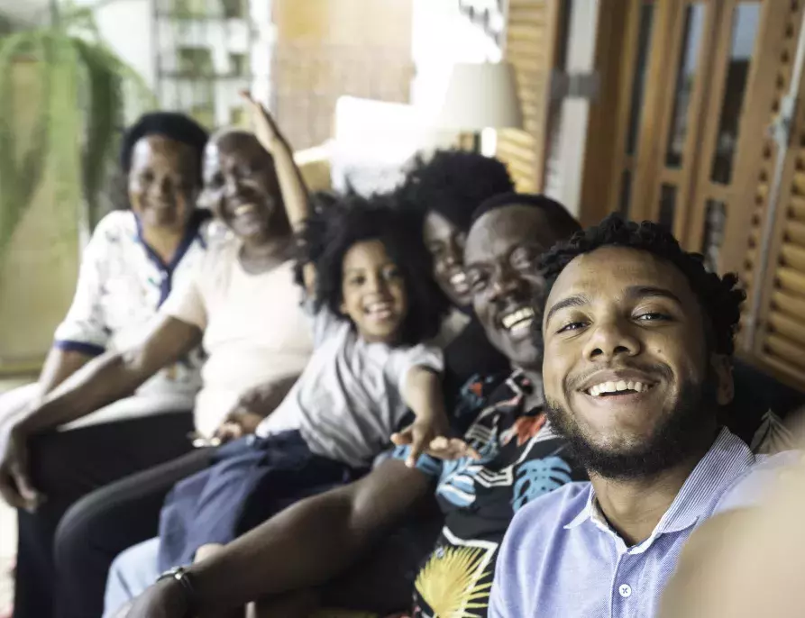 Happy Black Family Taking a Selfie Together Outside