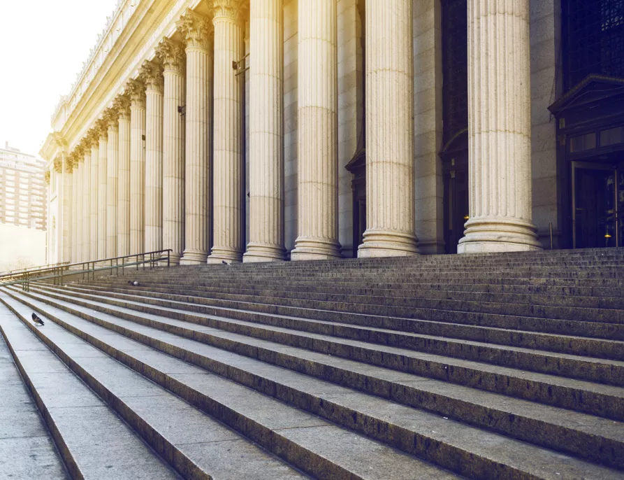 View from the Steps of a Courthouse with Columns