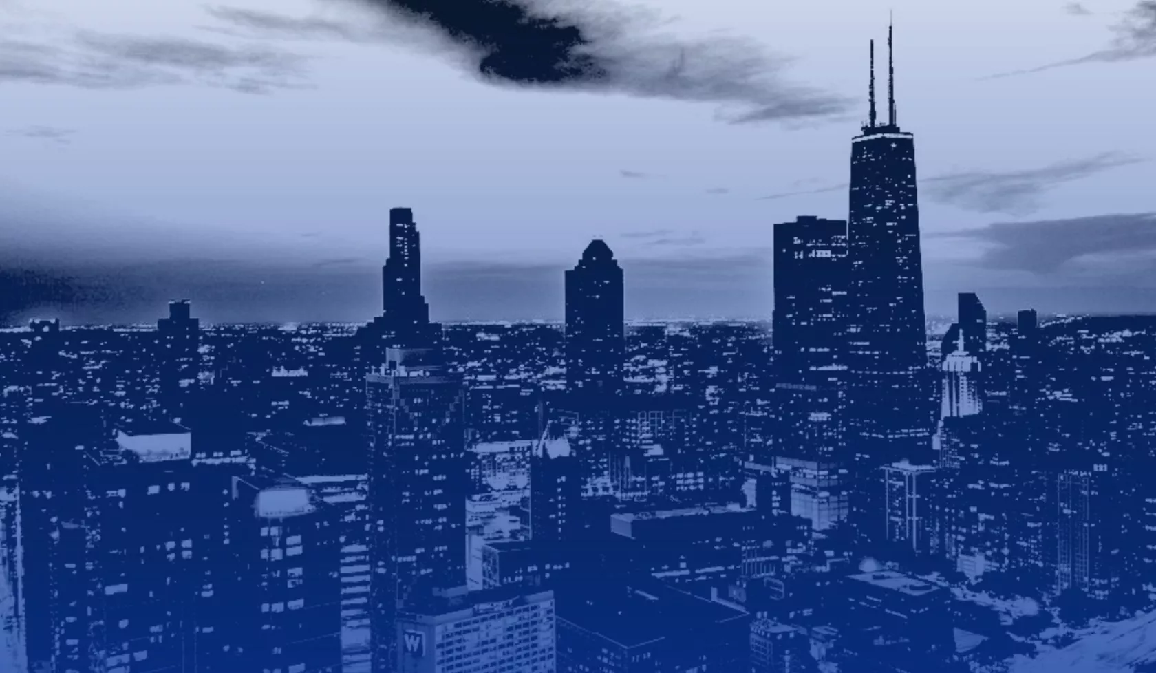 Blue Chicago skyline