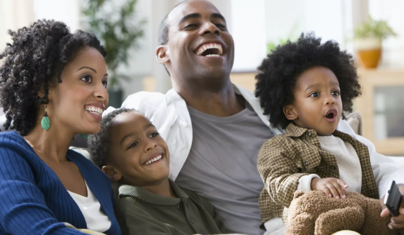 Happy Black Family in House
