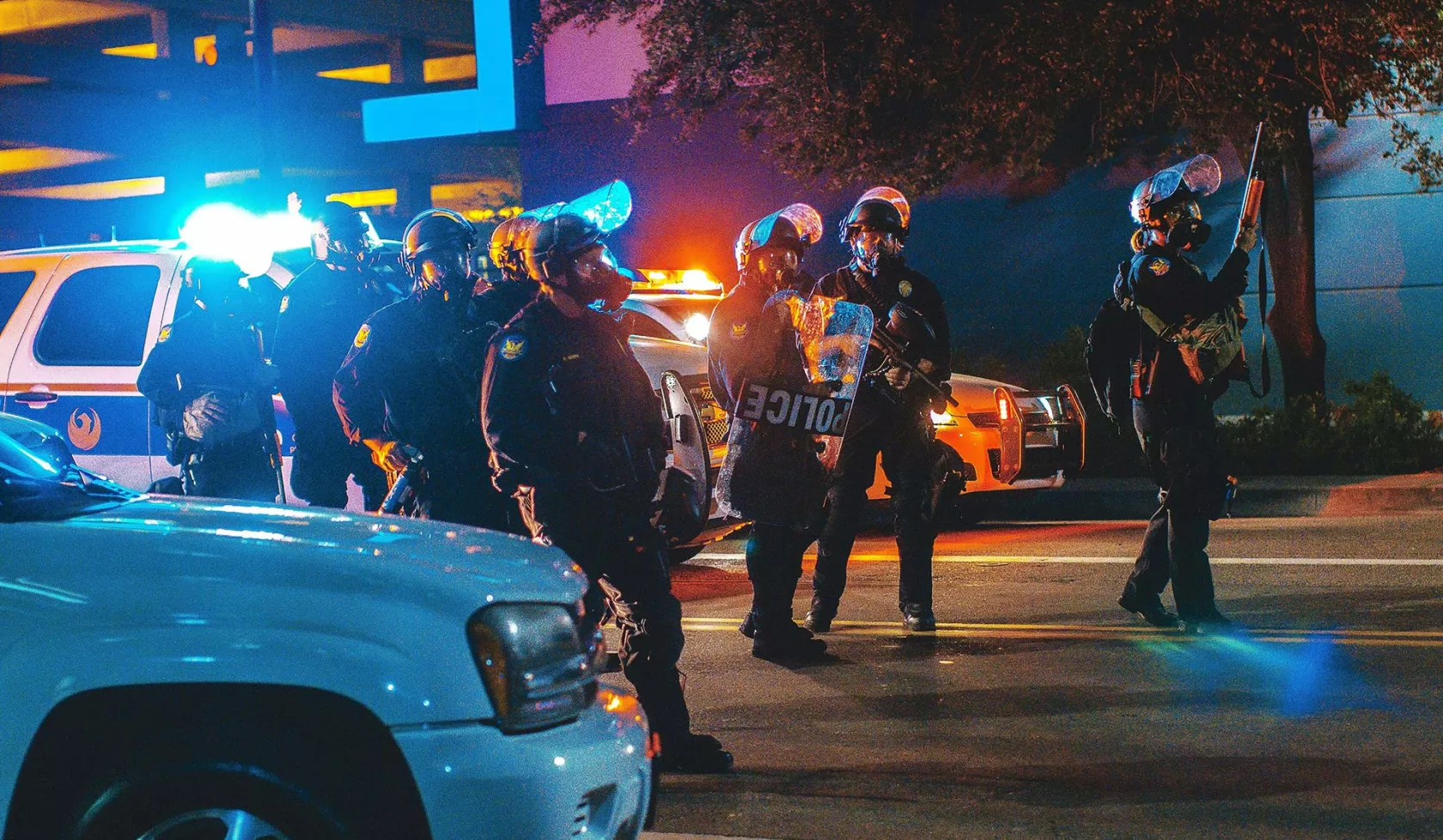 Police with shields