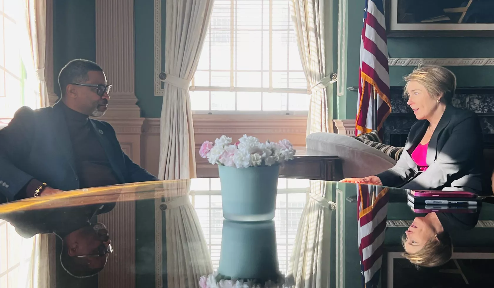 President Derrick Johnson and Gov Maura Healey