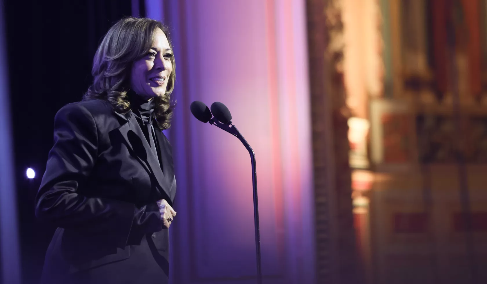 Former Vice President Kamala Harris accepts the Chairman's Award at the 56th NAACP Image Awards.