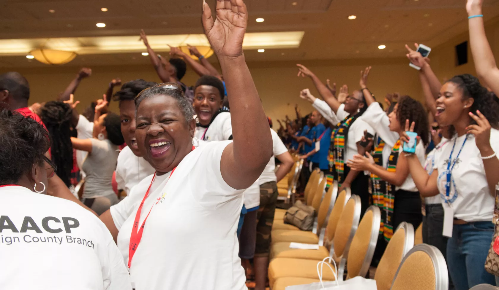 NAACP Members Cheering in Ballroom