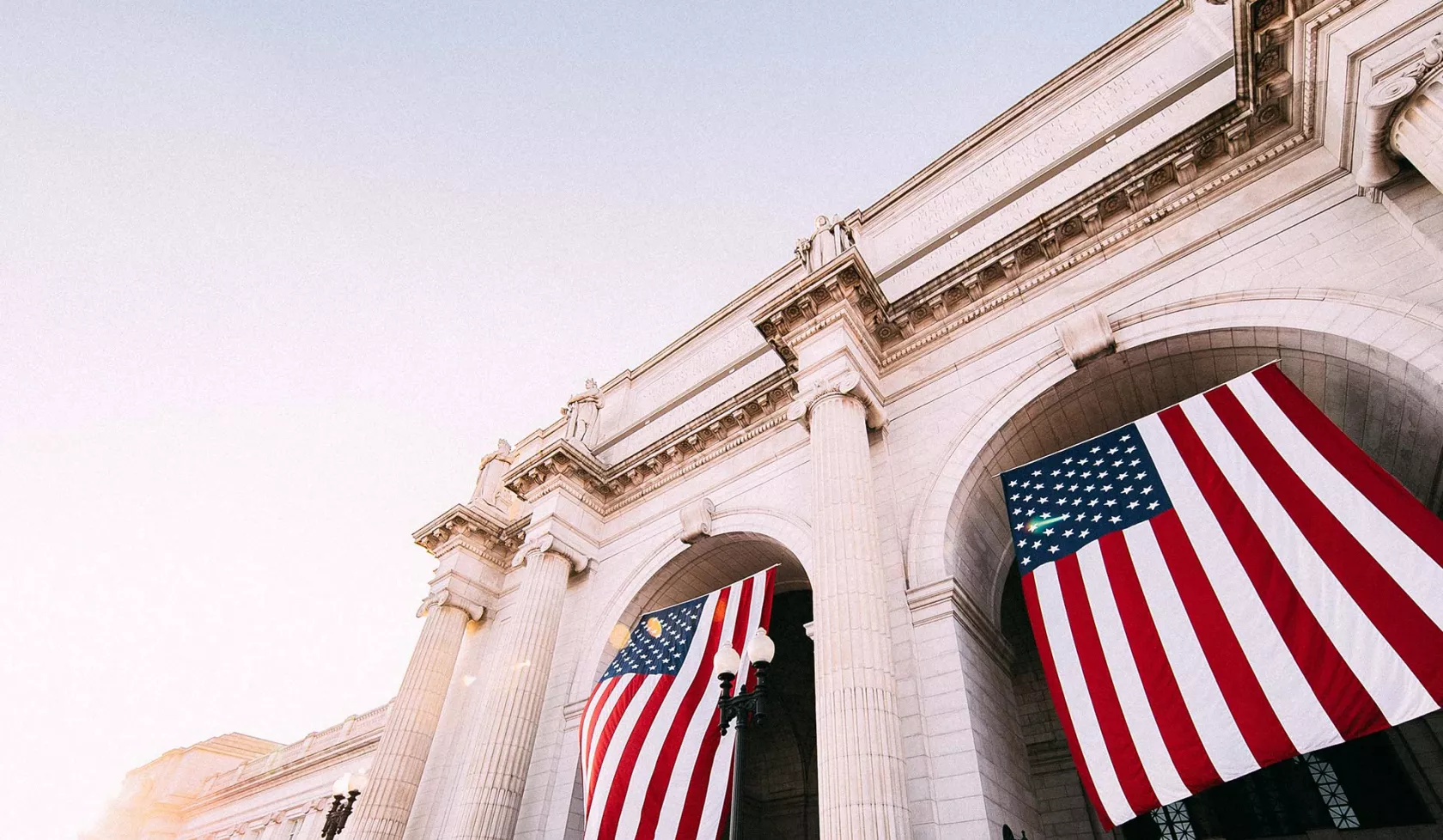 Union Station Facade - American Flags