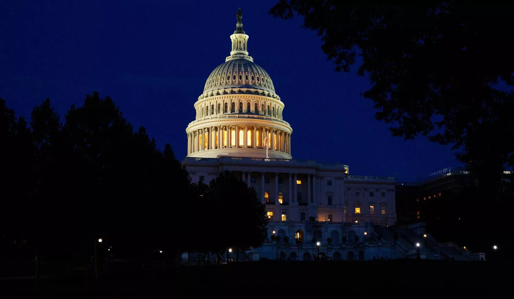 US Capitol Facade - at night