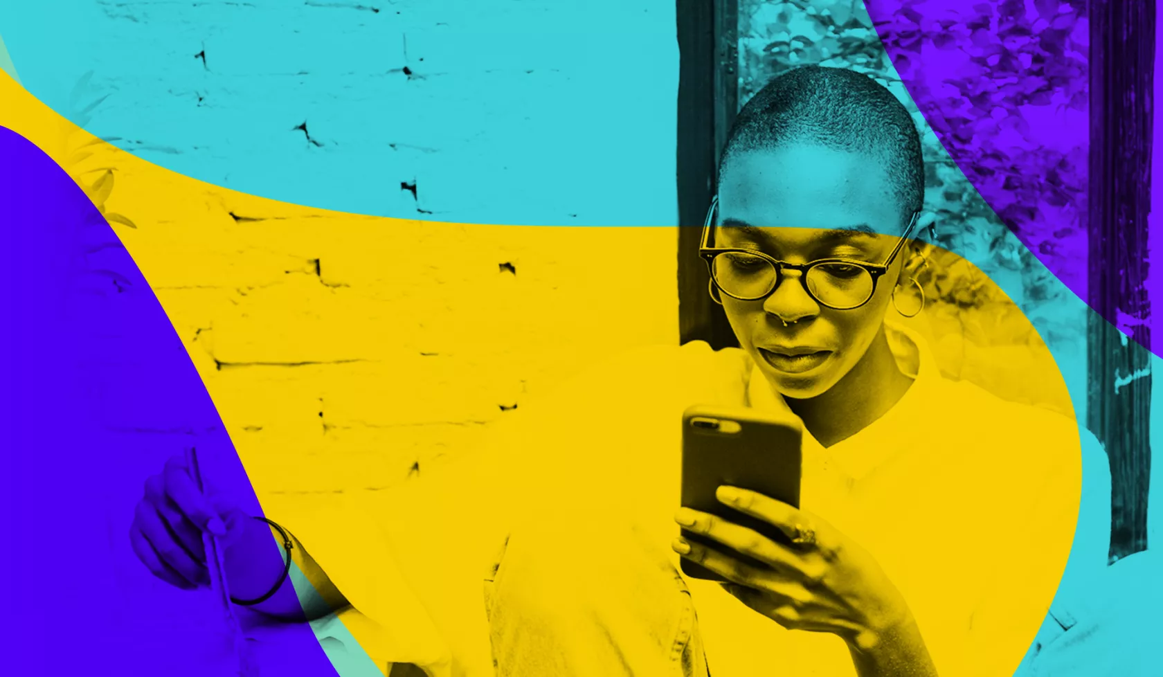 Woman looking at cell phone - Styled