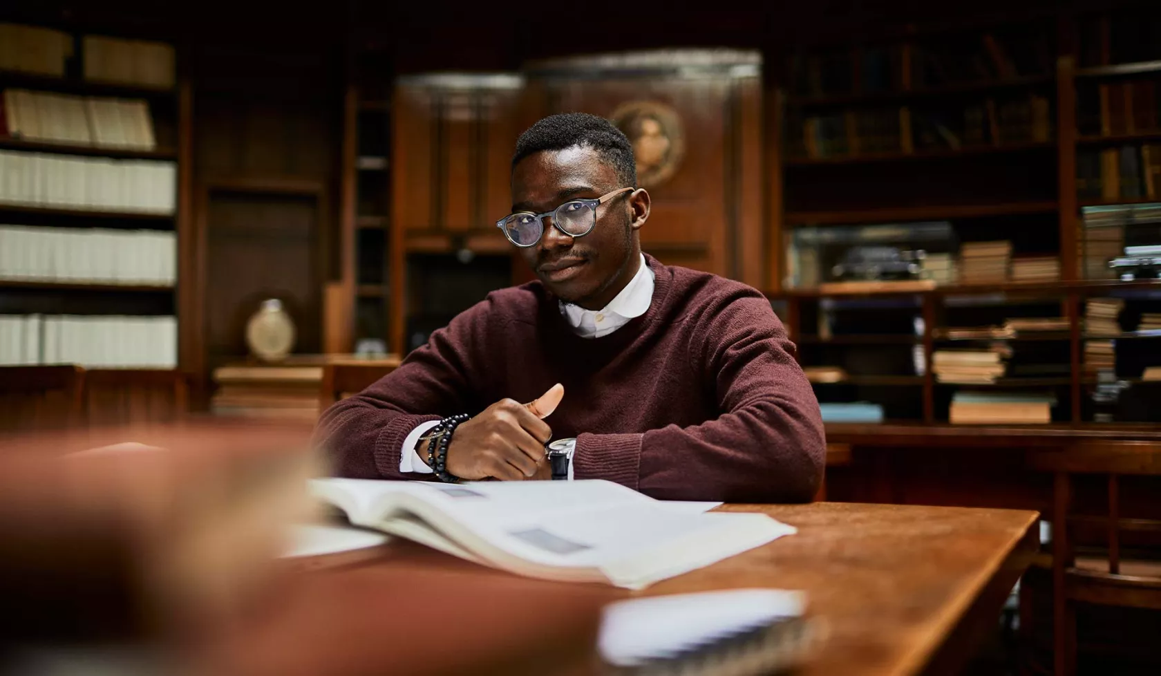 Young Black Student in Library