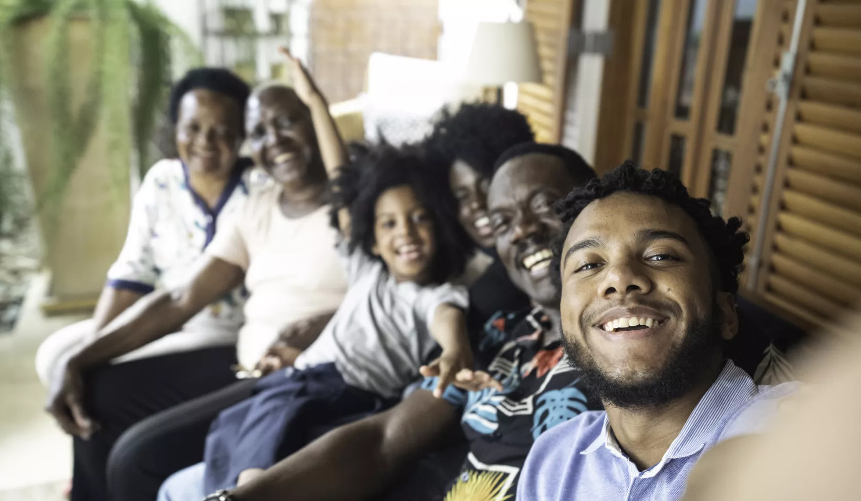 Happy Black Family Taking a Selfie Together Outside