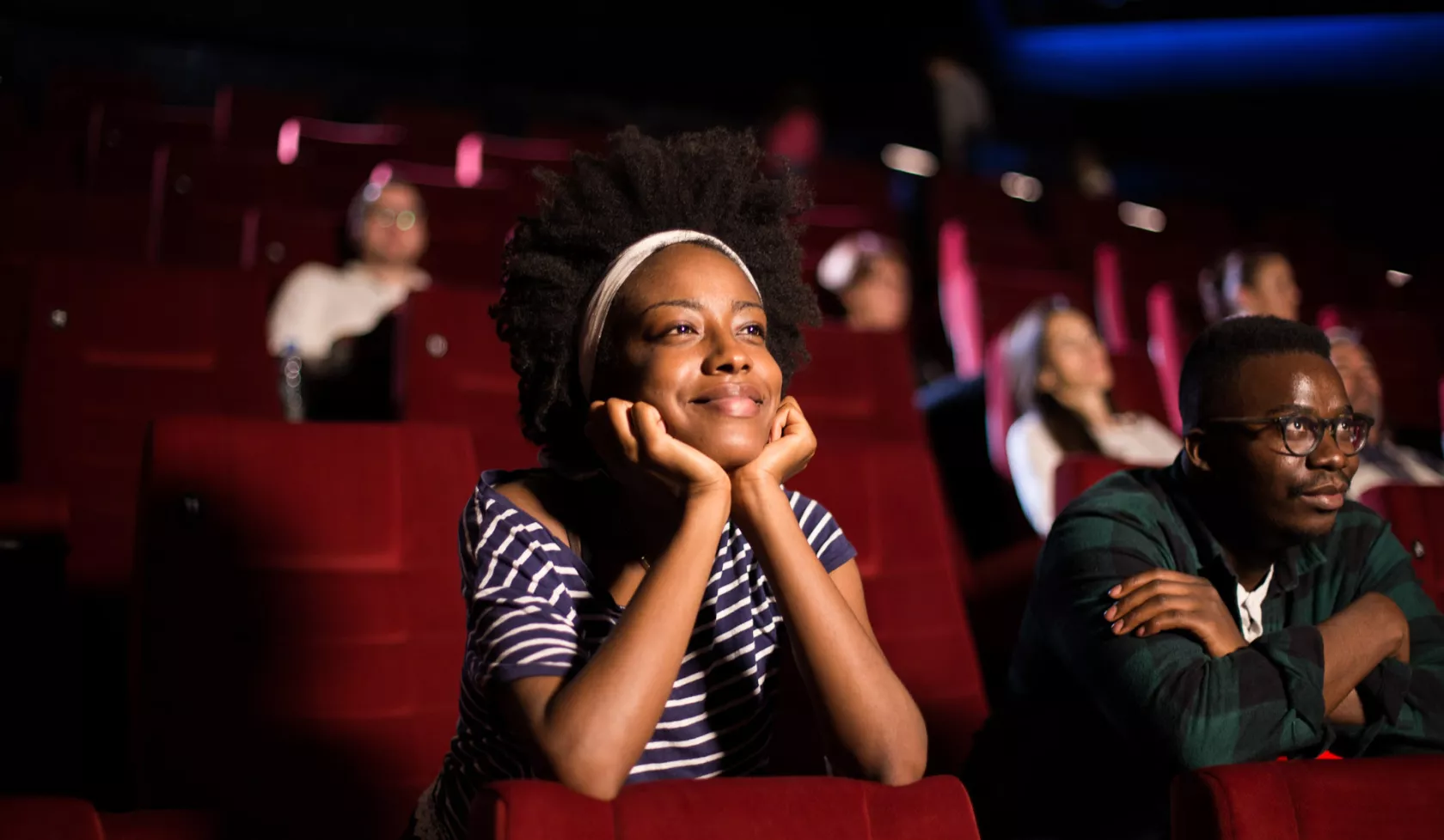 Group with Happy Expressions at the Movie Theater