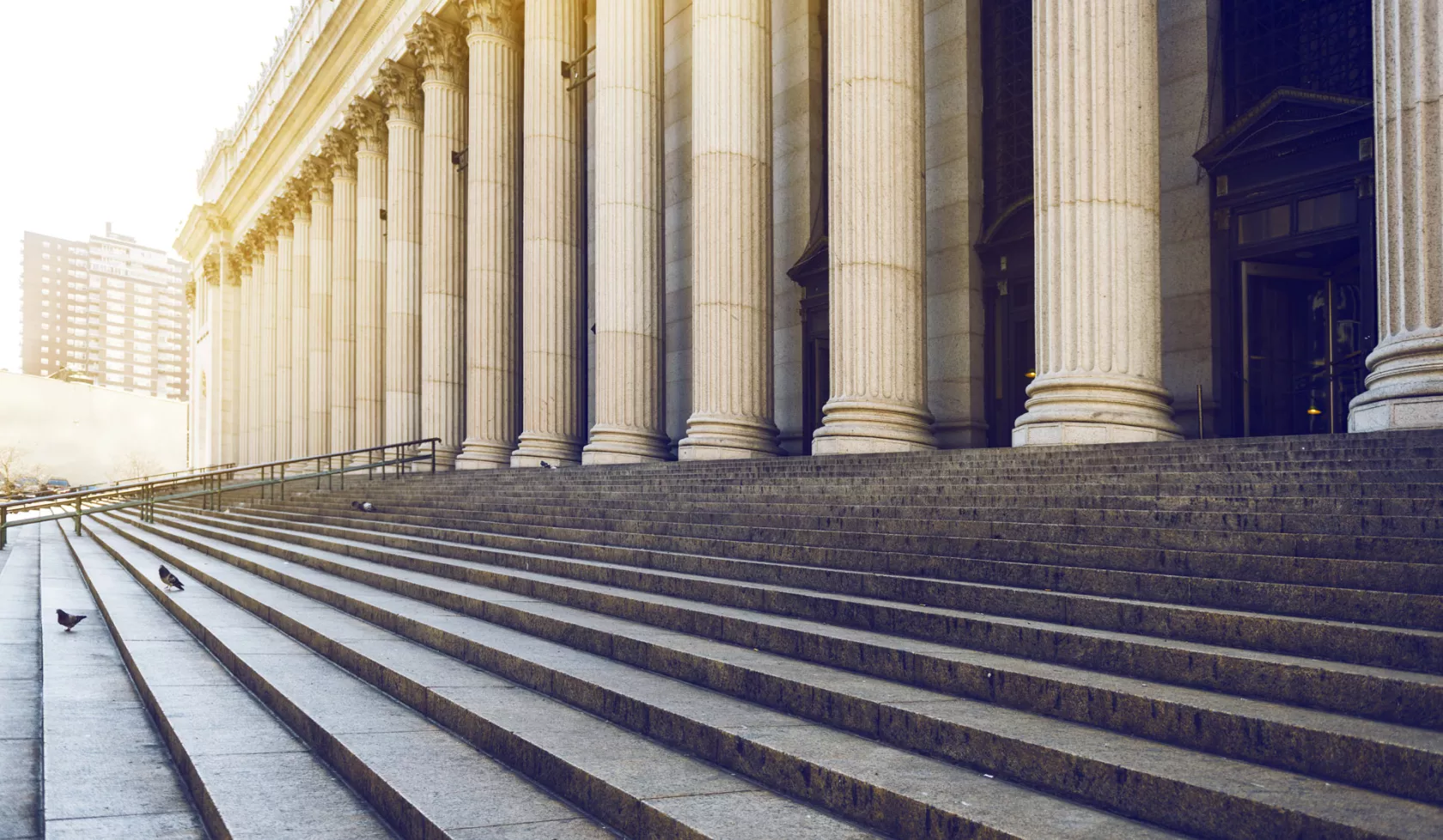 View from the Steps of a Courthouse with Columns