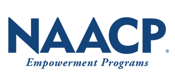 Acronym logo with NAACP in large blue print and Empowerment Programs in small font underneath