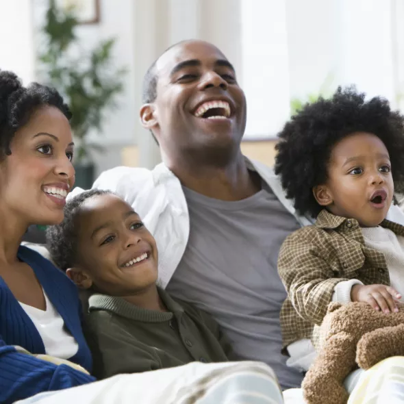 Happy Black Family in House