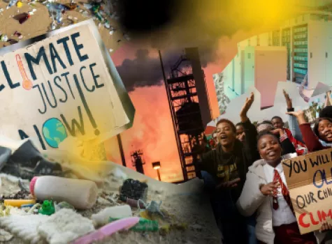 A collage of environmental justice-related images.