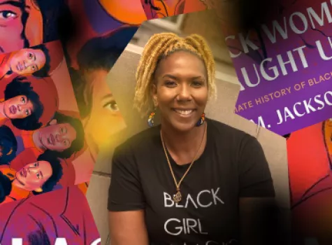 Author Dr. Jenn Jackson collage with book cover