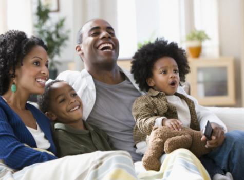 Happy Black Family in House