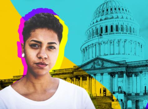Woman in front of Capitol - Styled Home Hero