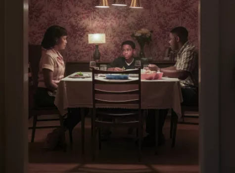 Taylour Paige, Blake Cameron James, and Jovan Adepo in a scene from "Welcome to Derry."