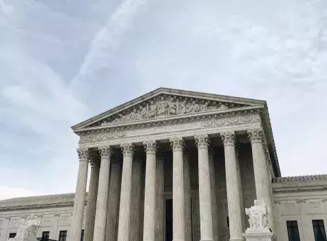 Supreme Court Facade - people posing in front