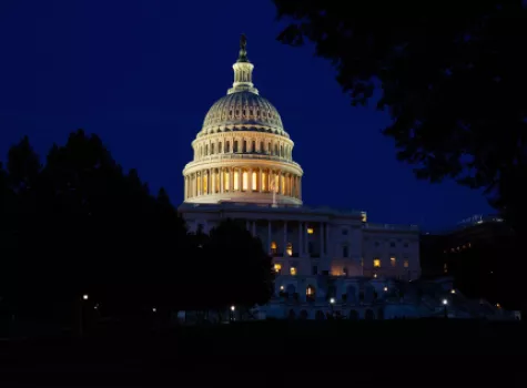 US Capitol Facade - at night