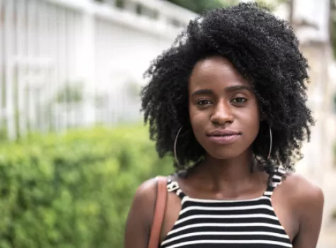 Young Black Female Outdoors - Solo - Smiling